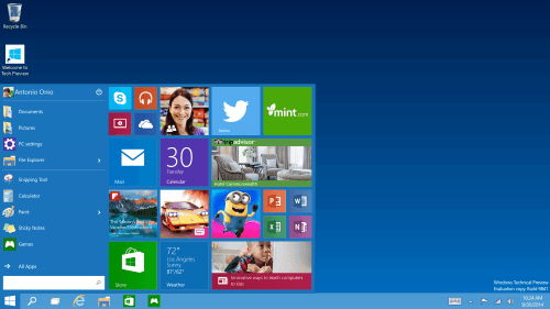 Windows 10 start menu